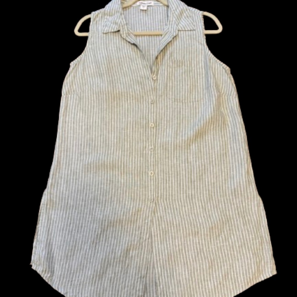 Cold Water Creek Stripped Linen Button Down (Size Small)